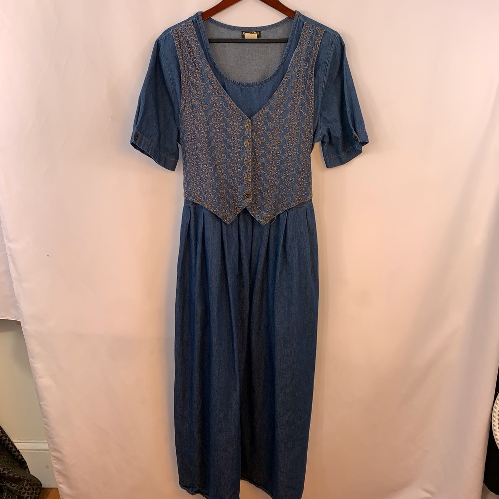 Stuart Alan Dress Jean Denim S/S Embroidered 18